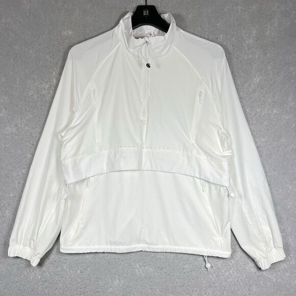Lululemon Stretch Ripstop Run Jacket Women’s 6 White 1/2 Zip Stretch Vented - Picture 1 of 12